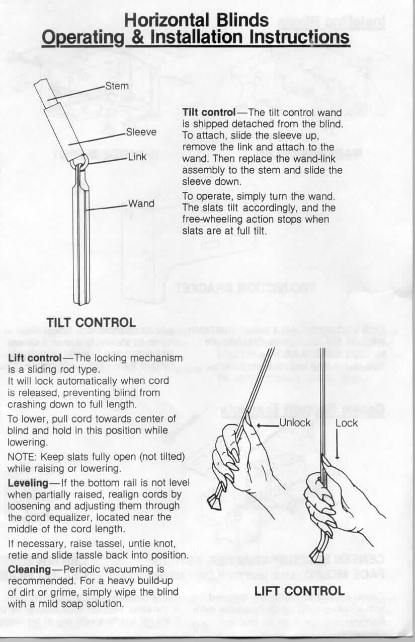 Horizontal Louver Blinds Operating Instructions